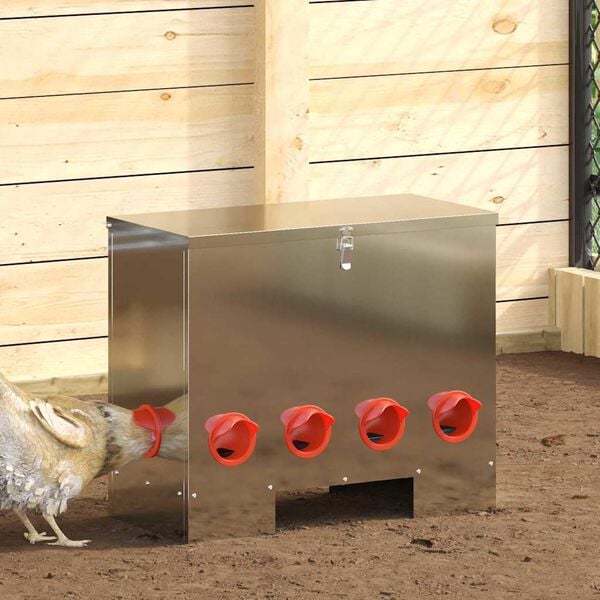 vidaXL Feeder per pollo Argento 60,5 x 29 x 51 cm Acciaio zincato