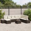 vidaXL Set Divano da Giardino con cuscino 9 pcs Marrone Poly Rattan