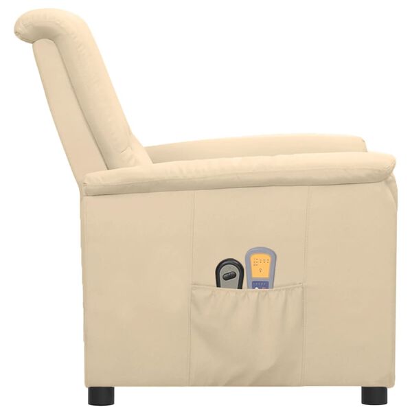 vidaXL Poltrona Massaggiante Elettrica Crema in Tessuto