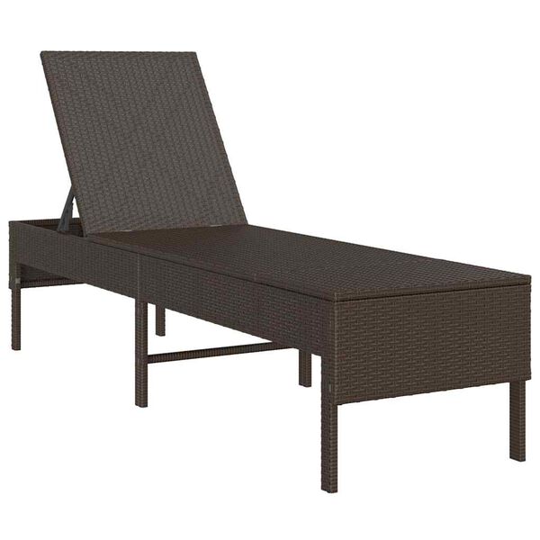 vidaXL Lettino Prendisole con Cuscino Marrone 55x200x44 cm Polyrattan
