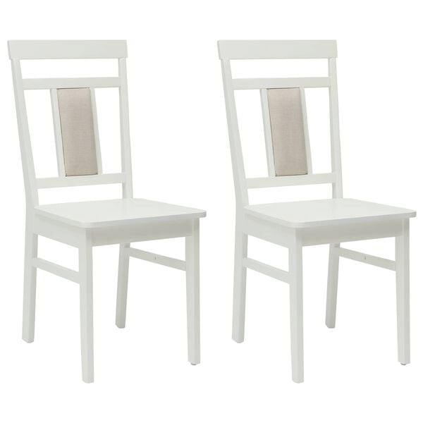 vidaXL Sedia da pranzo 2 pcs Bianco Legno Massello