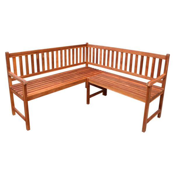 vidaXL Panca da Giardino ad Angolo con Cuscini 150 cm Massello Acacia