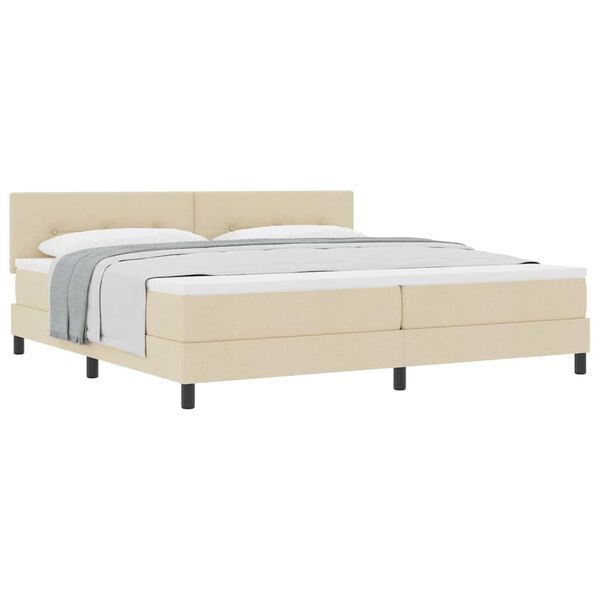 vidaXL Letto box spring con materasso Crema 200 x 200 cm Tessuto