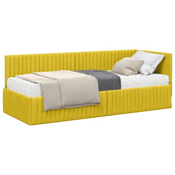 vidaXL Struttura Letto Angolare con Materasso 2 pcs Giallo Velluto