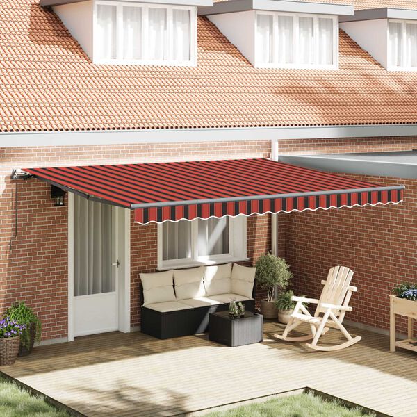 vidaXL Tenda da Sole Retrattile Manuale 450x300 cm Arancione e Marrone
