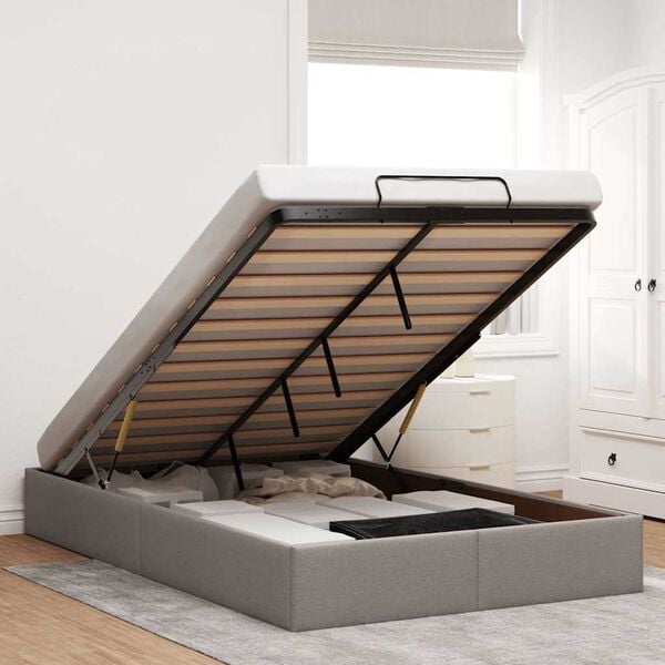 vidaXL Struttura Letto Pouf senza Materasso Tortora 120x190 cm Tessuto