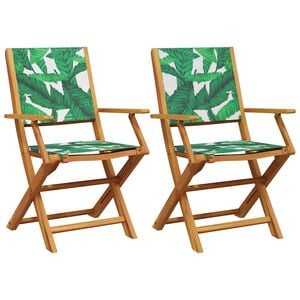 vidaXL Sedie Pieghevoli 2 pz Motivo Foglia Legno Massello Acacia