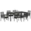 vidaXL Set da Pranzo per Giardino 7 pcs Nero polyrattan