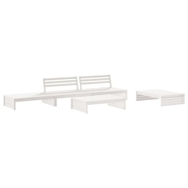 vidaXL Set Divani da Giardino 5pz con Cuscini in Legno Massello Bianco