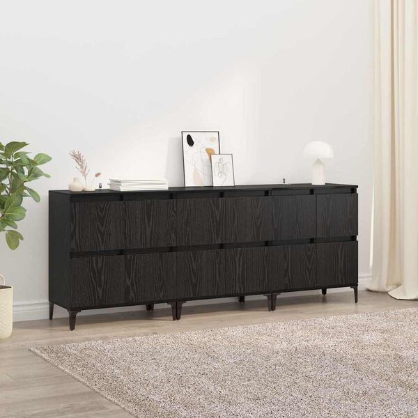 vidaXL Sideboards 3 pcs Rovere Nero 60 x 35 x 70 cm Legno multistrato