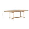 vidaXL Set da Pranzo per Esterni 9 pz 180-280x100x75 cm Teak Massello