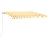 vidaXL Tenda da Sole Retrattile Manuale LED 450x350 cm Giallo Bianco