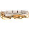 vidaXL Set Salotto Giardino 7pz Cuscini Grigio Chiaro Legno Massello