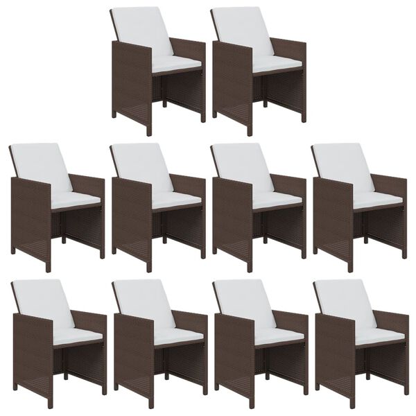 vidaXL Set da Pranzo da Giardino 11 pz con Cuscini Polyrattan Marrone