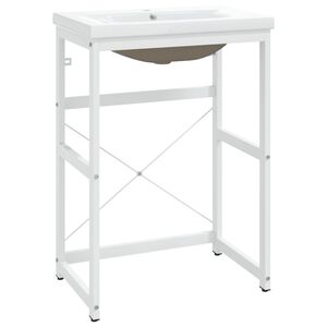 vidaXL Telaio per Lavabo da Bagno con Lavabo Integrato Bianco in Ferro