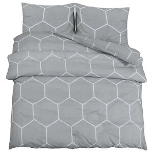 vidaXL Set Copripiumino Grigio e Bianco 200x220 cm in Cotone