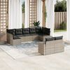 vidaXL Set Divano da Giardino 9pz con Cuscini Grigio Chiaro Polyrattan