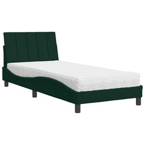 vidaXL Letto con Materasso Hanko Verde Scuro 90x190 cm in Velluto