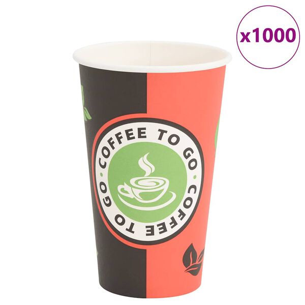 vidaXL Bicchieri da Caff&egrave; in Carta 1000 pz 16oz 400ml Rosso e Nero