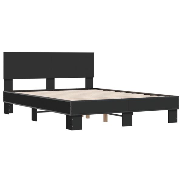 vidaXL Giroletto Nero 120x190 cm in Legno Multistrato e Metallo