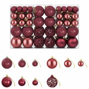 vidaXL Palline di Natale 100 pz Rosso Vino 3 / 4 / 6 cm