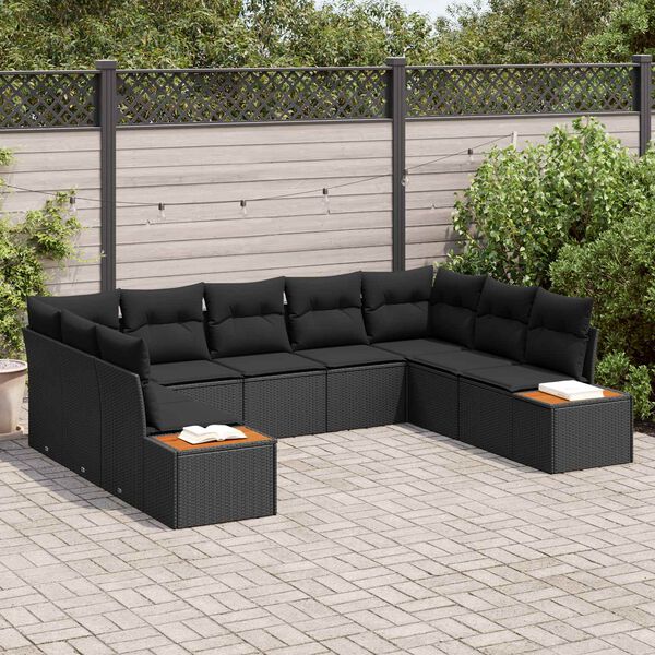 vidaXL Set Divano da Giardino con cuscino 5 pcs Nero Polyrattan