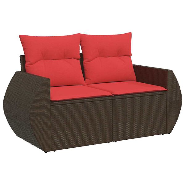vidaXL Set Divano Giardino 6 pz con Cuscini Marrone Polyrattan Acacia