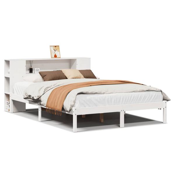 vidaXL Letto Libreria senza Materasso Bianco 150x200 cm Legno di Pino