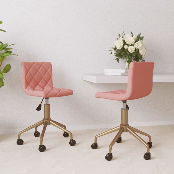 vidaXL Sedie da Pranzo Girevoli 2 pz Rosa in Velluto