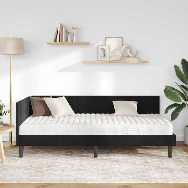 vidaXL Struttura Letto Angolare con Materasso 2 pcs Nero Velluto