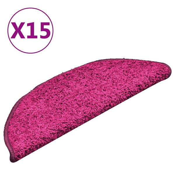 vidaXL Tappetini per scale 15 pz 56x17x3 cm rosa semicircolari