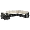 vidaXL Set Divano da Giardino 9 pz Nero e Bianco Crema polyrattan