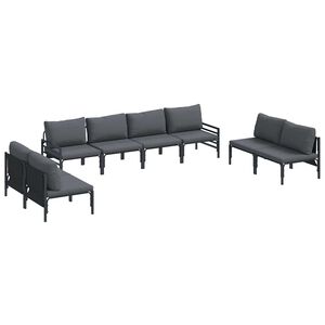 vidaXL Set Divano da Giardino 8 pz Nero Acciaio