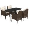 vidaXL Set da Pranzo da Giardino 5pz con Cuscini in Polyrattan Marrone