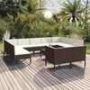 vidaXL Set Divani da Giardino 12 pz con Cuscini in Polyrattan Marrone