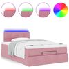 vidaXL Pouf Letto con Materasso e LED Rosa 120x190cm in Velluto