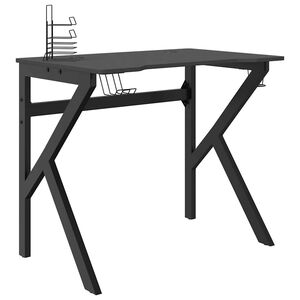 vidaXL Scrivania da Gaming con Gambe a K Nera 90x60x75 cm