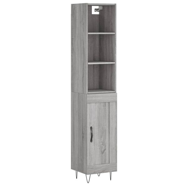 vidaXL Credenza Grigio Sonoma 34,5x34x180 cm in Legno Multistrato
