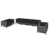 vidaXL Divani da Giardino 8 pz con Cuscini in Polyrattan Grigio Scuro