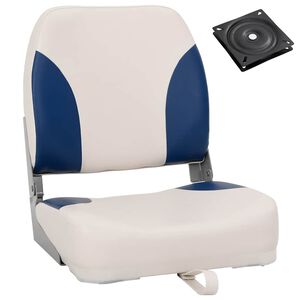 vidaXL Sedile pieghevole per barca 1 set con Cuscino Blu-Bianco