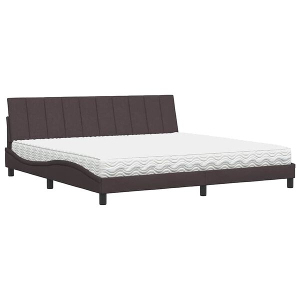 vidaXL Letto con Materasso Hanko Marrone Scuro 200x200 cm in Tessuto