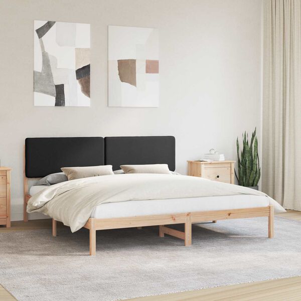 vidaXL Letto con Testiera Rivestita Nero 180 x 200 cm Pino massello