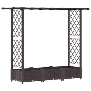 vidaXL Letto Rialzato con Griglia e Tetto Marrone 164 x 40 x 123 cm PP
