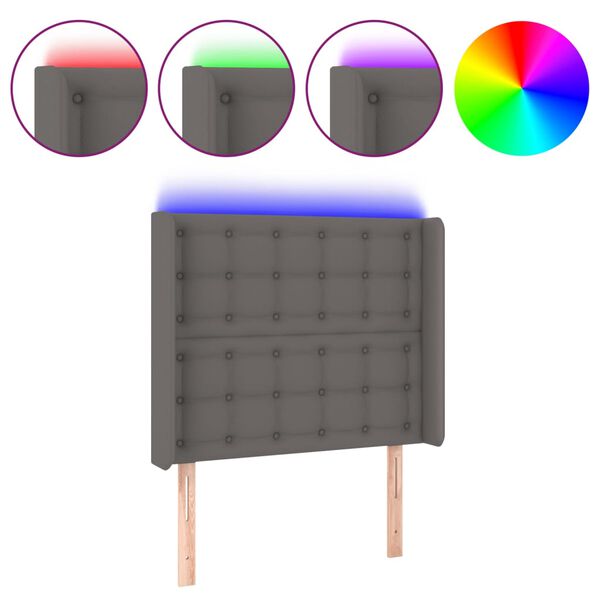 vidaXL Testiera a LED Grigio 93x16x118/128 cm in Similpelle