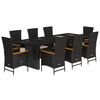 vidaXL Set da Pranzo da Giardino 9 pz con Cuscini Nero in Polyrattan