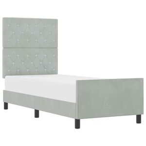 vidaXL Letto a molle con testiera Grigio chiaro 80 x 200 cm Velluto