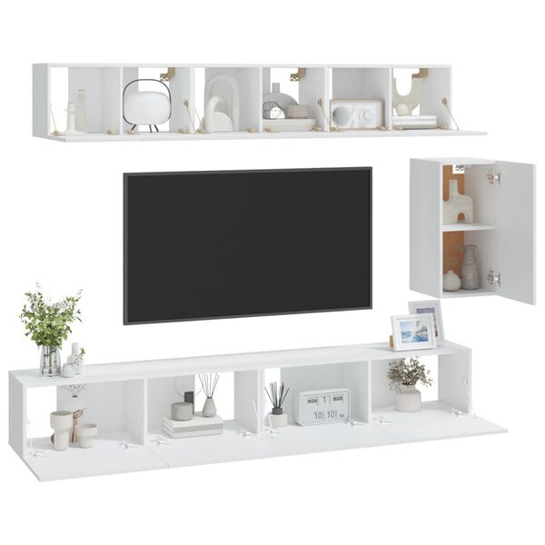 vidaXL Set di Mobili Porta TV 6 pz Bianco in Legno Multistrato
