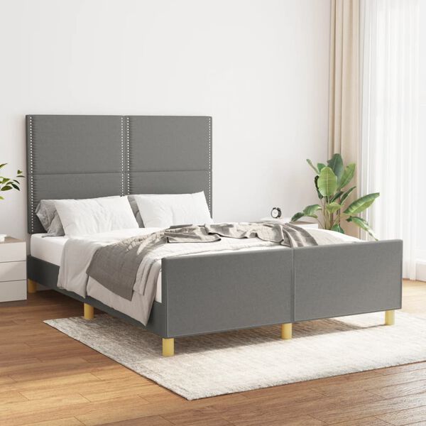 vidaXL Giroletto senza Materasso Grigio Scuro 140x190 cm Tessuto