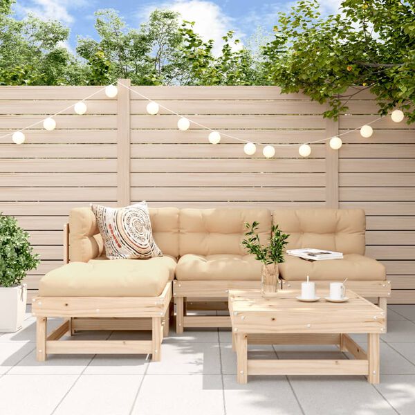 vidaXL Set Divani da Giardino 5 pz con Cuscini in Legno Massello