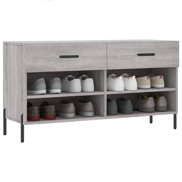 vidaXL Panca Porta Scarpe Grigio Sonoma 102x35x55 cm Legno Multistrato